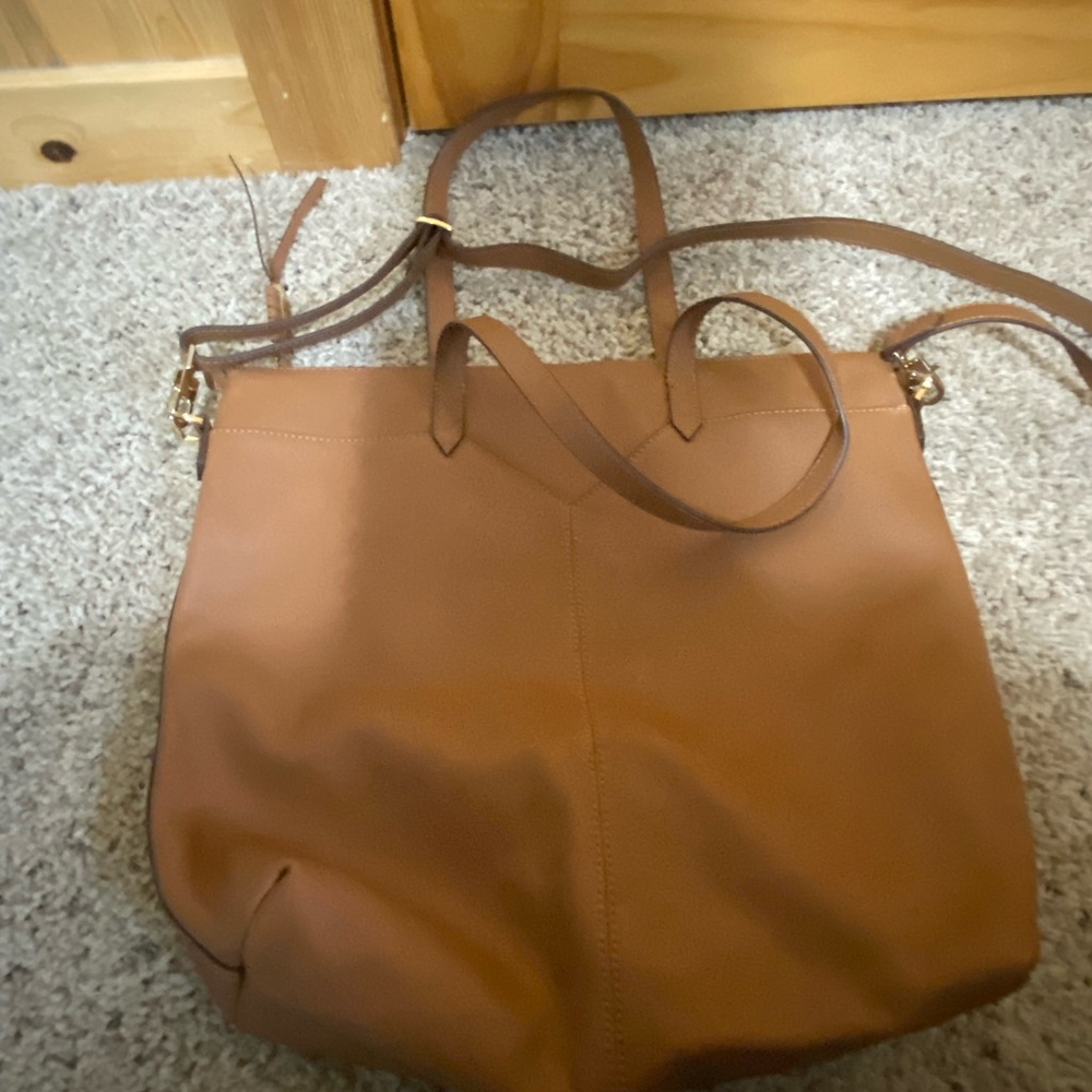 Stella & Dot Tan Leather-Look Shoulder Tote